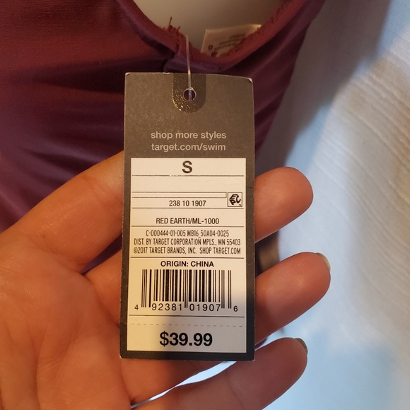 NWT Mossimo sz S Wine Bathing Suit - Picture 3 of 6